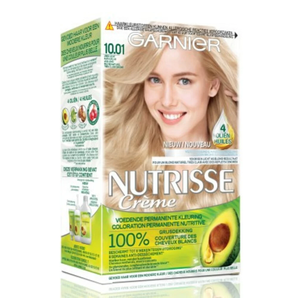 Garnier Nutrisse Crème 10.01 - Permanente Haarverf - Zeer Licht Natuurlijk Asblond - Afbeelding 2