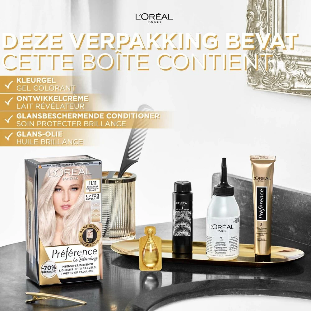 L'Oreal Lu0027Oréal Preference Haarkleuring 11.11 Venice - Ultra Licht Asblond - Afbeelding 3
