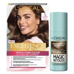 L'Oreal Lu0027Oréal Excellence Creme 5 Lichtbruin + Magic Retouch Uitgroeispray Middenbruin 75 Ml Pakket