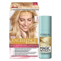 L'Oreal Lu0027Oréal Excellence Creme 9 Zeer Licht Blond + Magic Retouch Uitgroeispray Blond 75 Ml Pakket