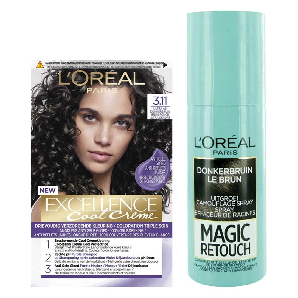 L'Oreal Lu0027Oréal Cool Cream - Donkerbruin + Uitgroeispray Pakket
