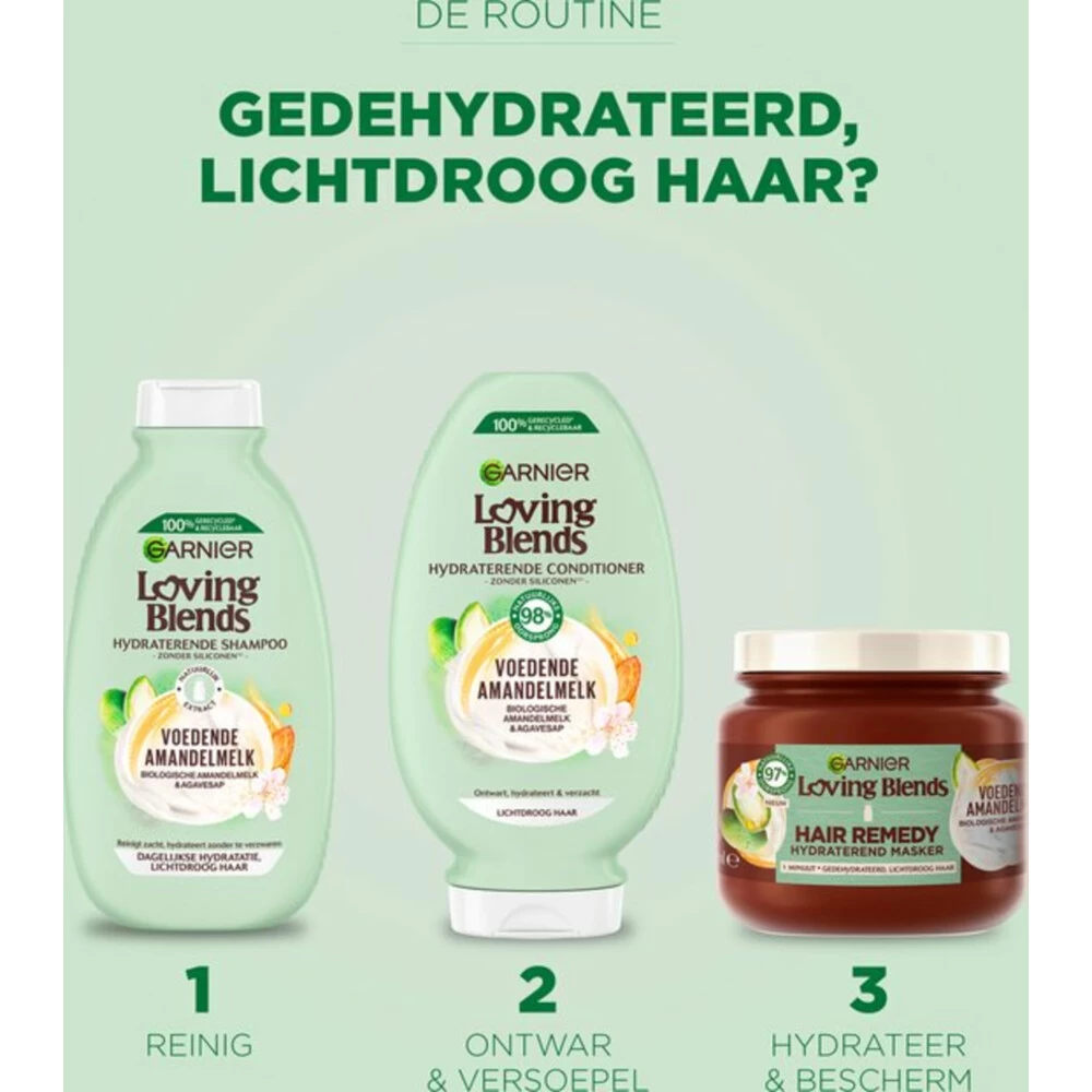 6x Garnier Loving Blends Voedende Amandelmelk Conditioner - Afbeelding 2