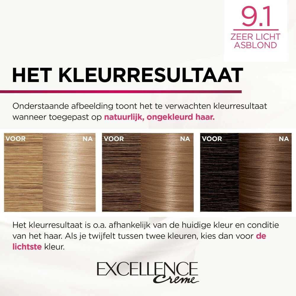 L'Oreal Lu0027Oréal Excellence Creme 9.1 Zeer Licht Asblond - Afbeelding 4
