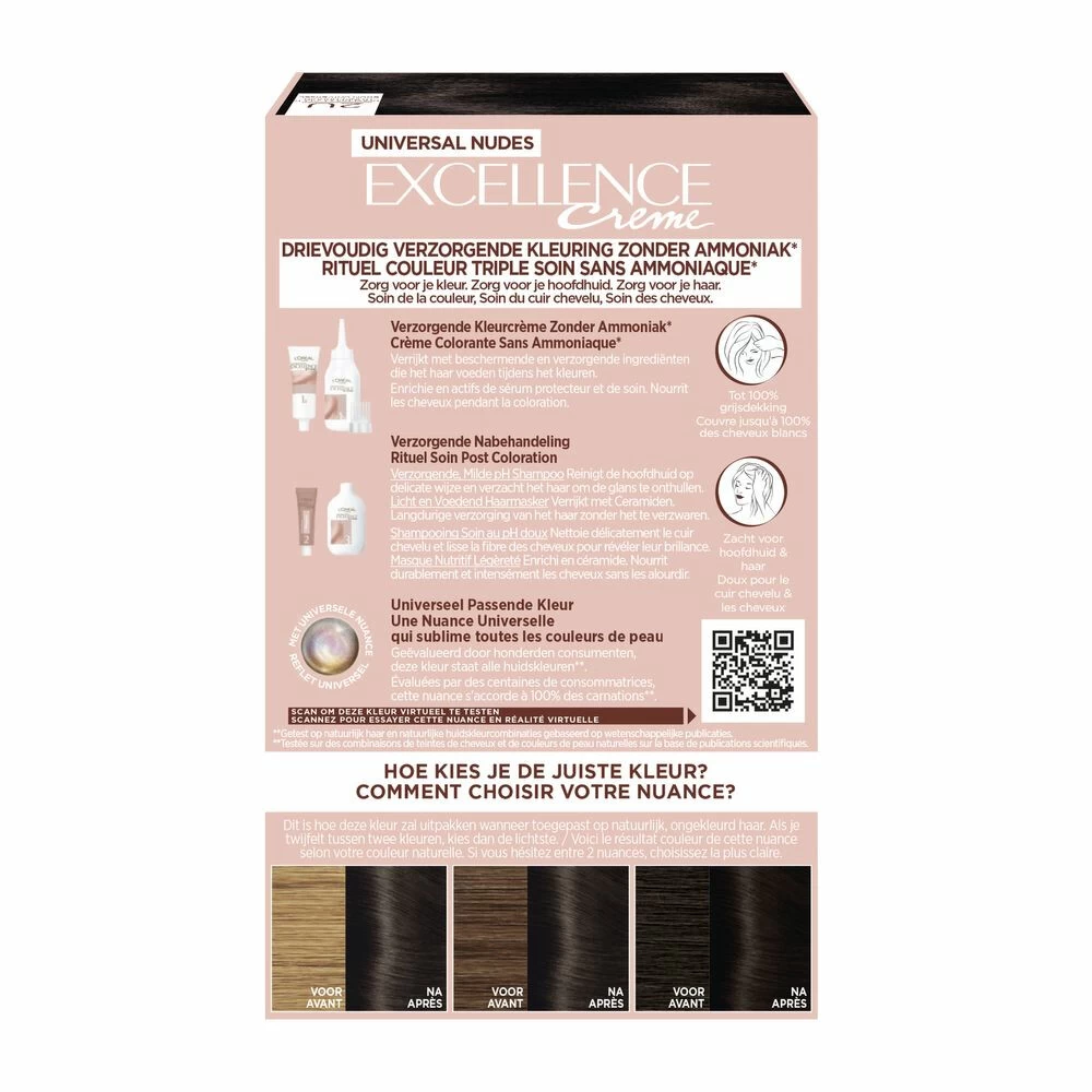 L'Oreal Lu0027Oréal Excellence Creme Universal Nudes 2U Universeel Zeer Donkerbruin - Afbeelding 2