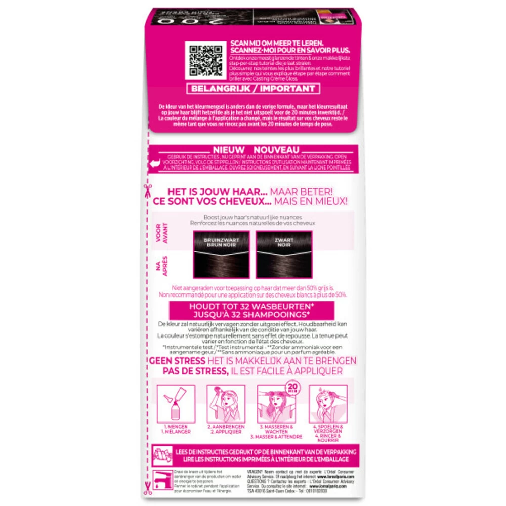 L'Oreal Lu0027Oréal Casting Crème Gloss Haarkleuring 200 Intens Zwart - Midnight Chocolate - Afbeelding 2