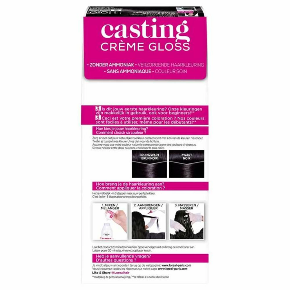 L'Oreal Lu0027Oréal Casting Crème Gloss Haarkleuring 100 Black Caviar - Diepzwart - Afbeelding 3