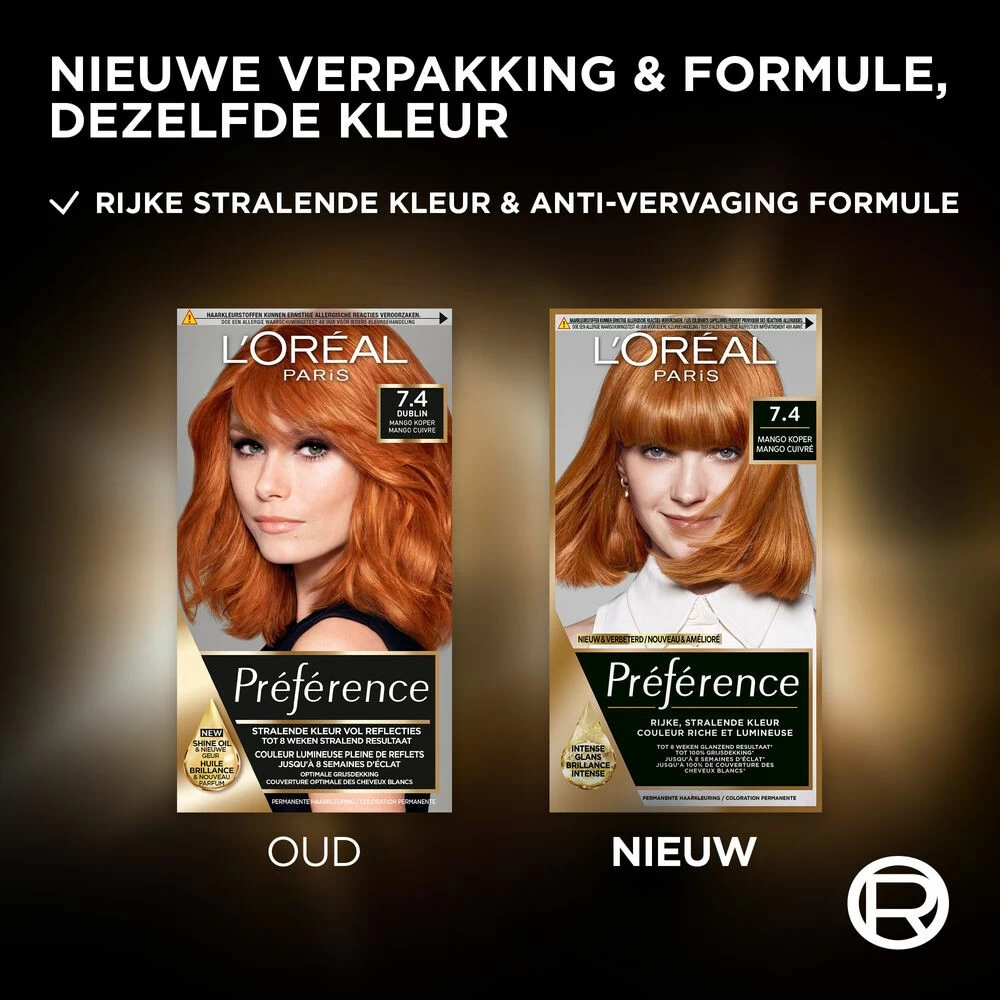 L'Oreal Lu0027Oréal Preference Haarkleuring 7.4 Intens Koperrood - Afbeelding 2